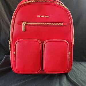 $558! NWT Michael Kors‎ Red Leather Backpack